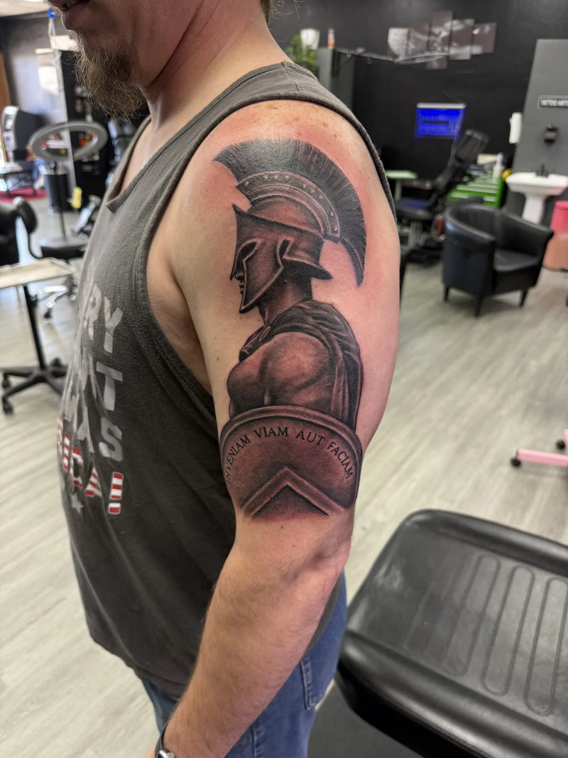 Spartan Shield Arm Tattoo