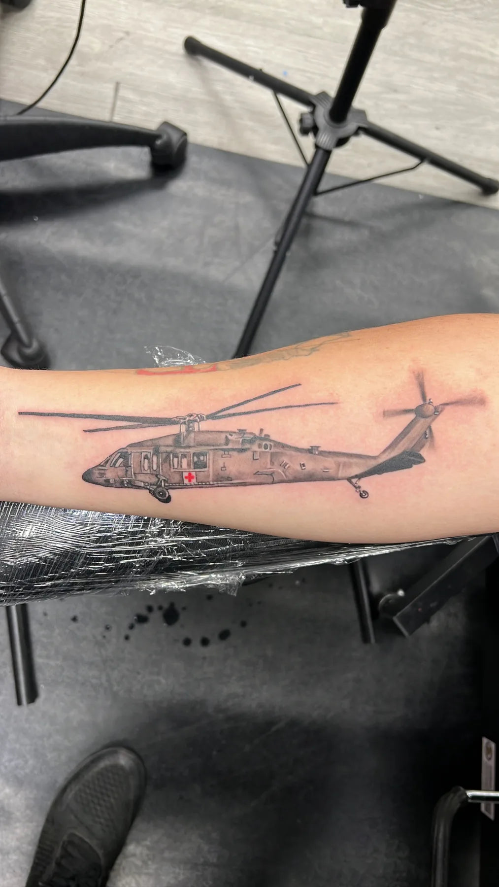 Medevac Helicopter Forearm Tattoo