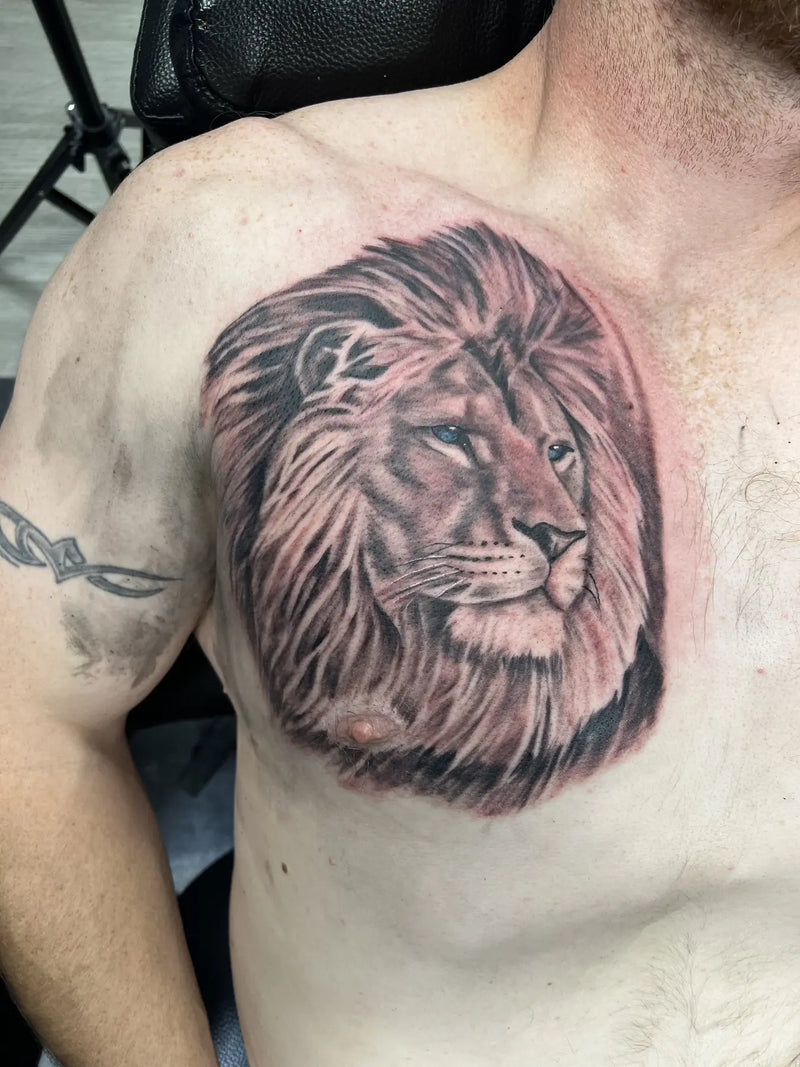 Lion Chest Tattoo