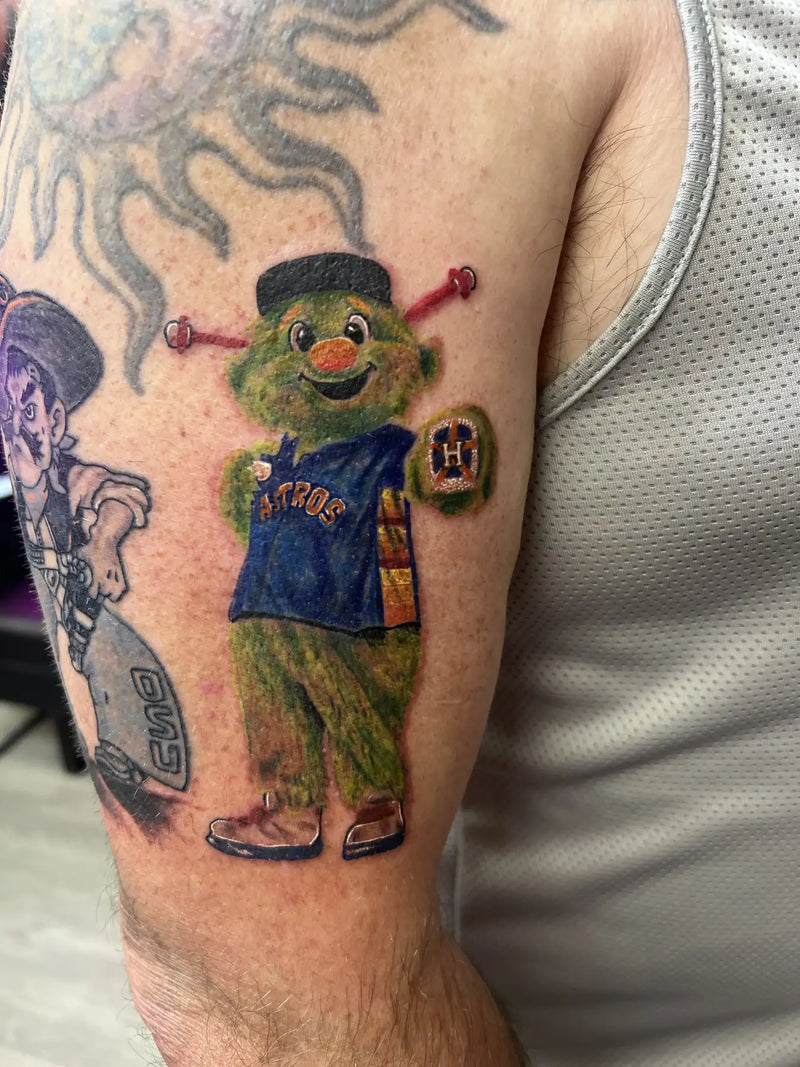 Astros Mascot Arm Tattoo