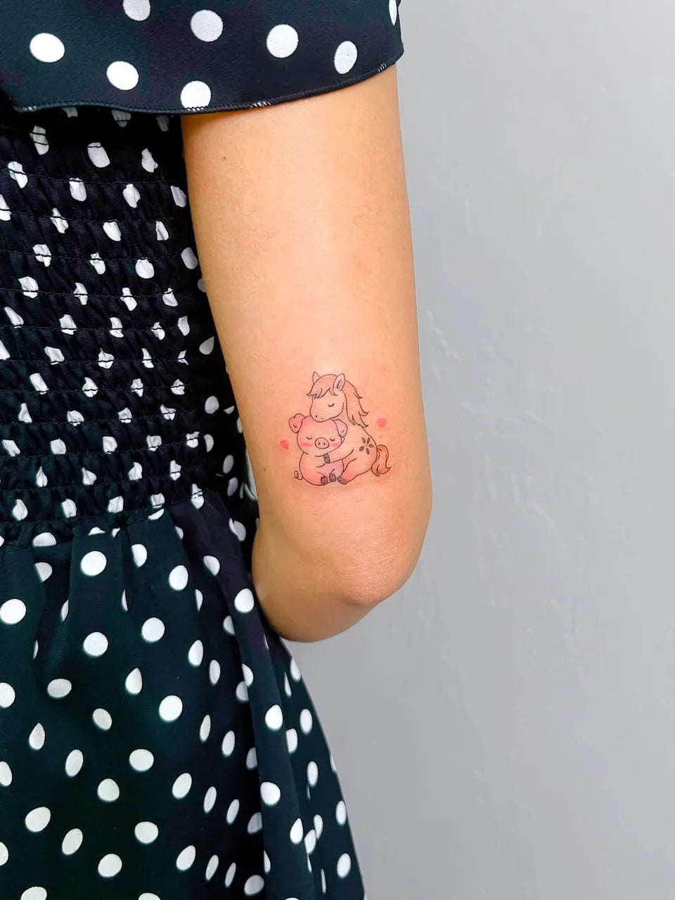 Cute Unicorn Pig Fine Line Tattoo
