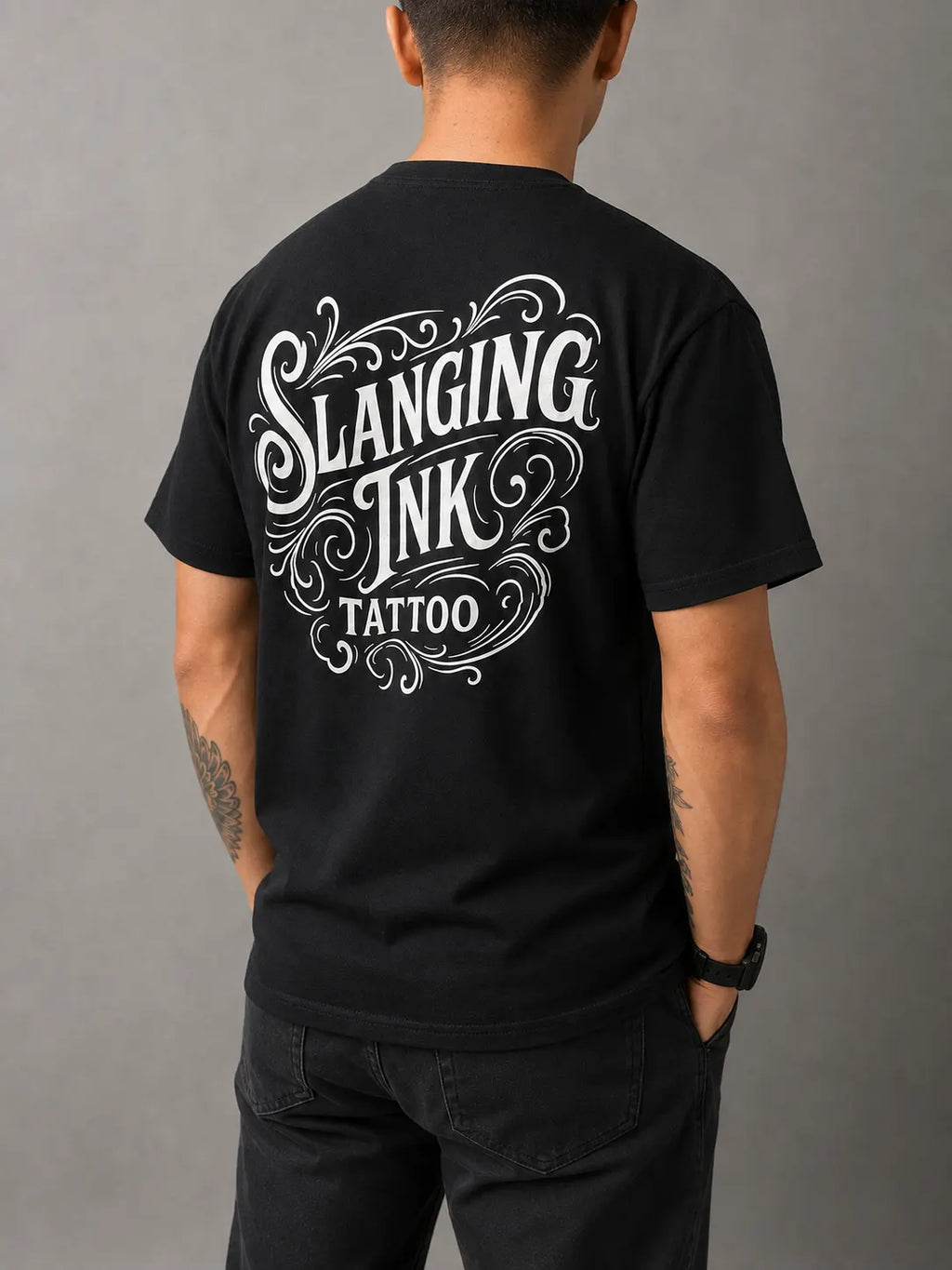 Slanging Ink Tattoo Classic Logo Black T-Shirt