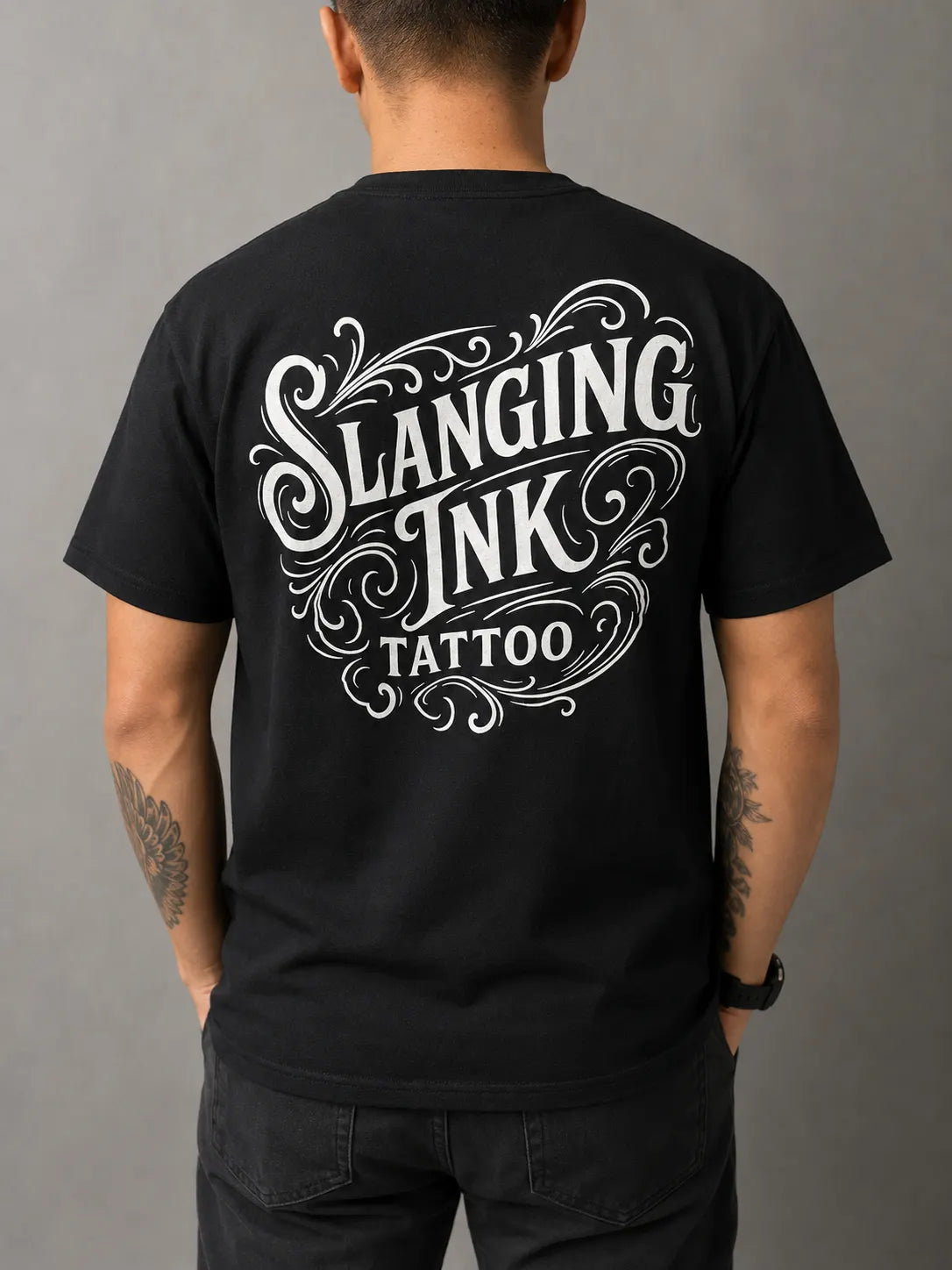 Slanging Ink Tattoo Classic Logo Black T-Shirt
