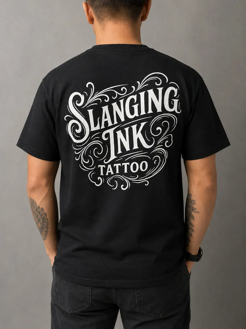 Slanging Ink Tattoo Classic Logo Black T-Shirt