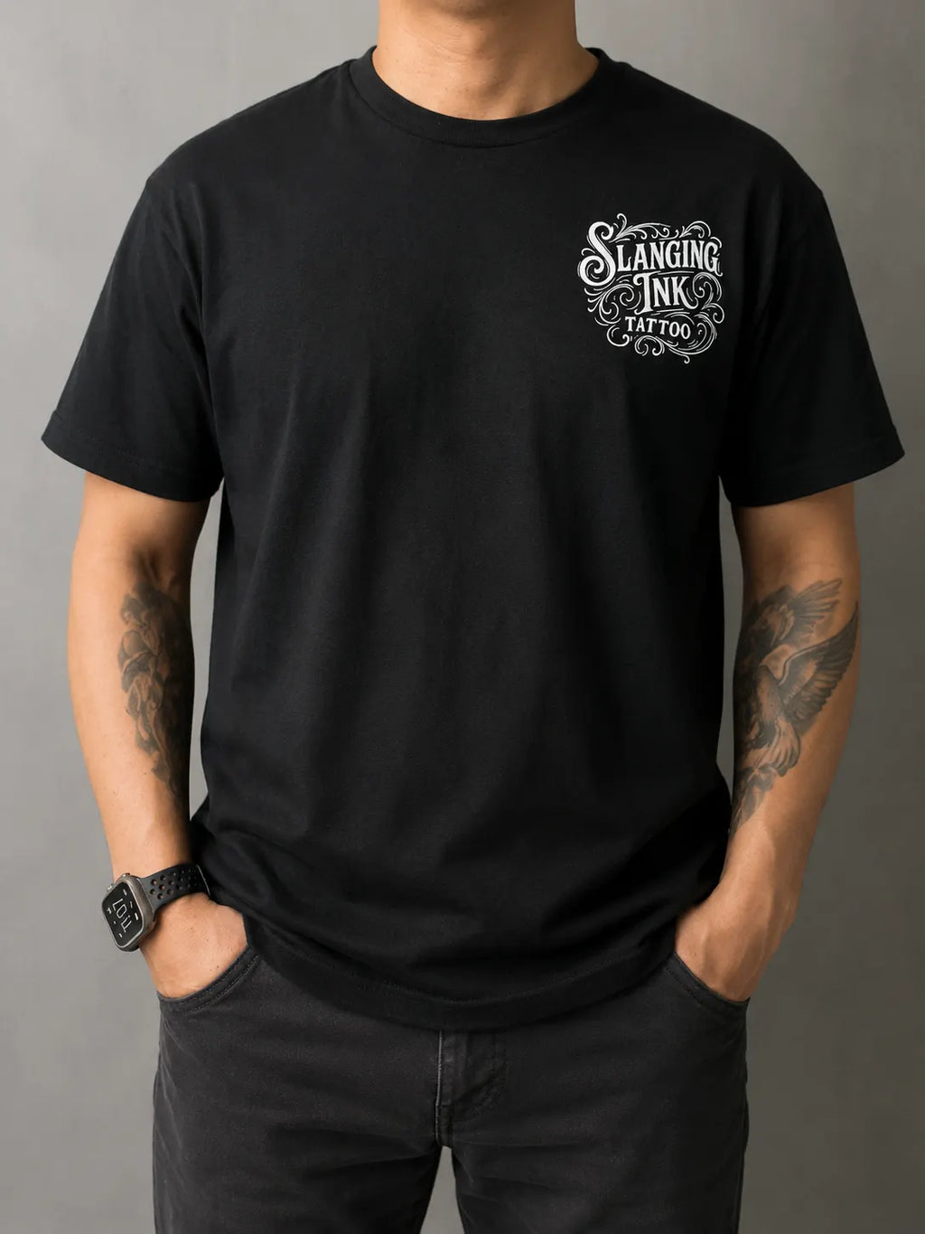Slanging Ink Tattoo Classic Logo Black T-Shirt