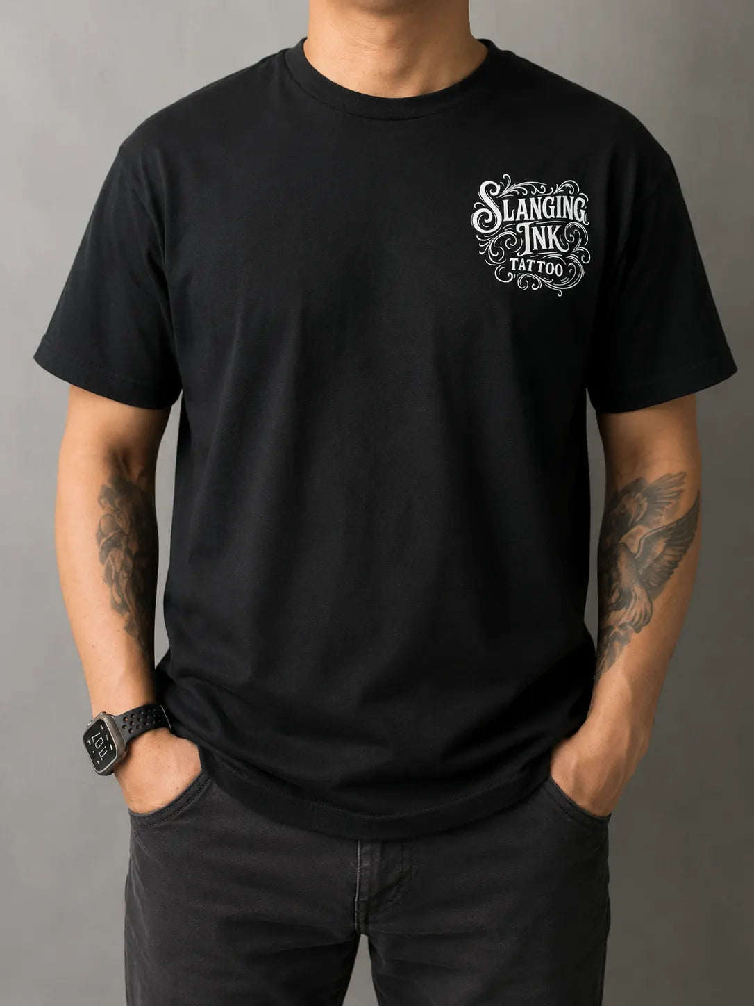 Slanging Ink Tattoo Classic Logo Black T-Shirt