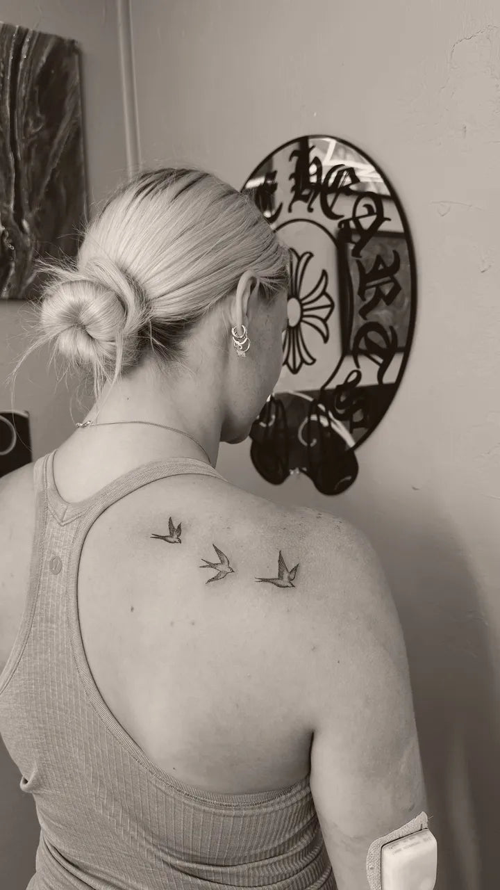 Three Birds Shoulder Blade Tattoo